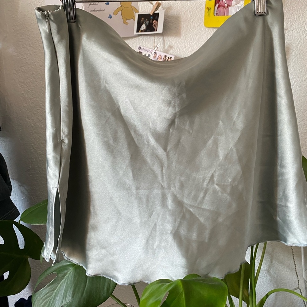 Pretty Garbage Satin Skirt in Soft Blue